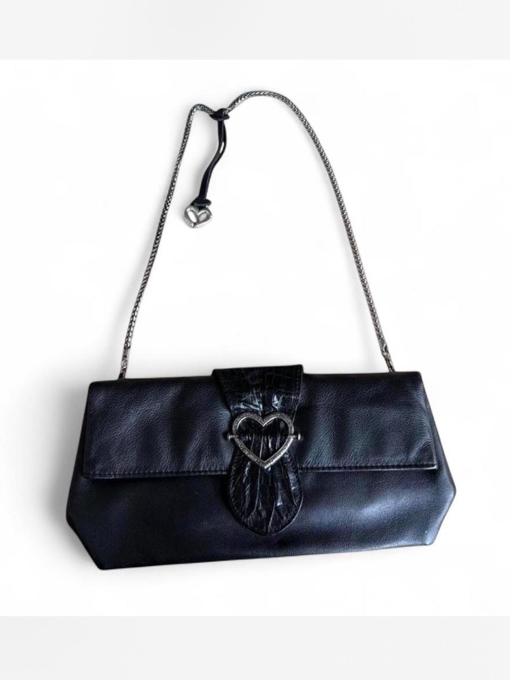 Black Heart Accent Chain Strap Shoulder Bag